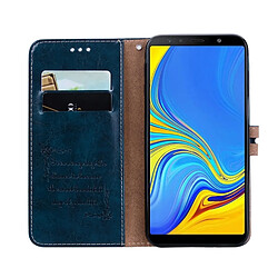 Wewoo Etui à rabat horizontal en cuir de texture Business Style Oil Wax pour Galaxy J6 +, avec support, logements pour cartes et porte-monnaie (bleu) pas cher