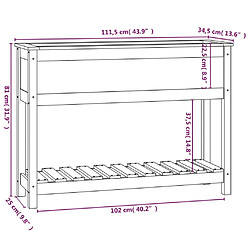 vidaXL Jardinière avec étagère Gris 111,5x34,5x81cm Bois massif de pin pas cher