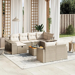 vidaXL Salon de jardin 11 pcs avec coussins beige résine tressée