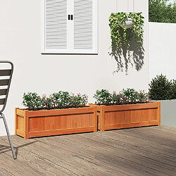 Avis Maison Chic Lot de 2 Jardinières,Bac à fleurs - pot de fleur cire marron bois de pin massif -GKD62116