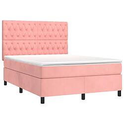 Avis Maison Chic Lit adulte- Lit + matelas + LED,Sommier à lattes de lit matelas et LED Rose 140x190 cm Velours -GKD70455