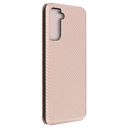 Avizar Housse Galaxy S21 Plus Clapet Porte-carte Dragonne Effet Carbone rose champagne