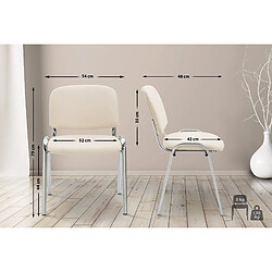 Decoshop26 Chaise visiteur empilable zone d'attente en PVC crème piètement à 4 pieds en métal chromé 10_0003361