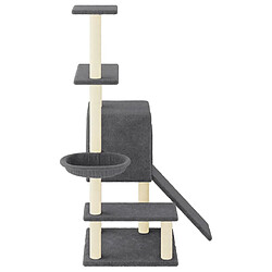 Helloshop26 Arbre à chat meuble tour grimper jouet grattage grattoir escalade plateforme avec griffoirs en sisal foncé 130,5 cm gris 02_0022652