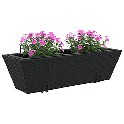 Avis vidaXL Jardinières avec crochets 2 pcs noir résine tressée