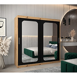 Abiks Meble Armoire PROMO T3 À Portes Coulissantes 200/200/62 2 Portes (Artisan/Noir)