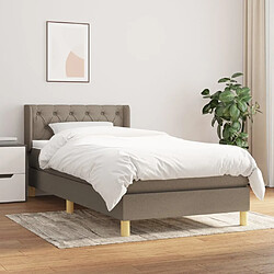 Maison Chic Structures de lit + matelas,Lit à sommier tapissier avec matelas Taupe 80x200 cm Tissu -MN48259