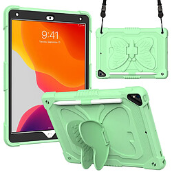 Coque en TPU + silicone avec béquille en forme de papillon, couleur unie, antichoc vert pour votre Apple iPad 10.2 (2021)/(2020)/(2019)