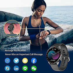 Chrono Smartwatch, montre-bracelet de fitness, montre de sport, montre tracker pour hommes et femmes, avec fréquence cardiaque, surveillance de l'oxygène dans le sang, rappel SMS, podomètre. Bluetooth étanche IP68, pour iOS et Android(noir)