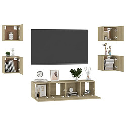 Avis Maison Chic Ensemble de meubles TV 6 pcs | Banc TV Moderne pour salon | Meuble de Rangement - Chêne sonoma Aggloméré -MN17322