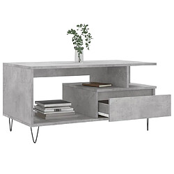 Avis vidaXL Table basse Gris béton 90x49x45 cm Bois d'ingénierie