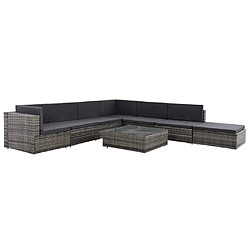 vidaXL Salon de jardin 8 pcs avec coussins résine tressée gris