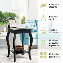 Helloshop26 Lot de 2 tables d'appoint bout de canapé 2 niveaux table de chevet carrée avec patins antidérapants 40 x 40 x 60 cm noir 20_0006280