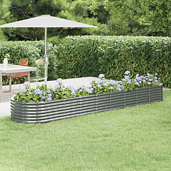 vidaXL Lit surélevé de jardin Acier enduit de poudre 368x80x36 cm gris