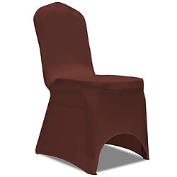 Decoshop26 Housse de chaise extensible 4 pcs marron DEC022365