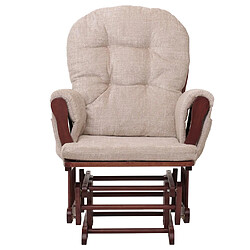 Mendler Fauteuil relax HWC-C76, fauteuil à bascule Fauteuil à bascule avec pouf Tissu/Textile chenille (465g/m²) ~ crème, piètement foncé pas cher