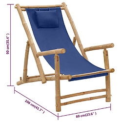 vidaXL Chaise de terrasse Bambou et toile Bleu marine pas cher