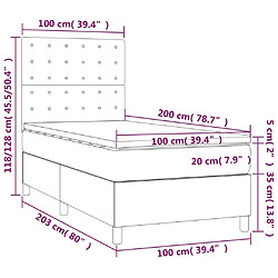 Maison Chic Lit adulte- Lit + matelas,Sommier à lattes de lit et matelas et LED Taupe 100x200cm Tissu -GKD60086 pas cher