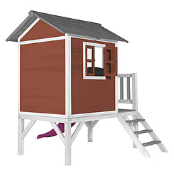 Acheter AXI Maison Enfant Beach Lodge XL en Rouge avec Toboggan Violet | Maison de Jeux en Bois FFC pour Les Enfants | Maisonnette / Cabane en Bois