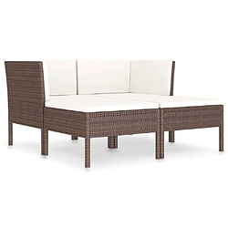 Maison Chic Salon de jardin 4 pcs + coussins - Mobilier/Meubles de jardin - Table et chaises d'extérieur Résine tressée Marron -MN37757