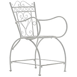 Decoshop26 Lot de 2 chaises de jardin avec accoudoirs balcon terrasse design rustique en métal blanc vieilli 10_0002868