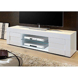 Alter Meuble de salon meuble TV moderne, Buffet bas avec 2 portes, Made in Italy, 181x42xh44 cm, couleur blanc brillant