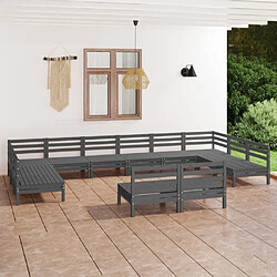 Maison Chic Salon de jardin 12 pcs - Table et chaises d'extérieur - Mobilier/Meubles de jardin Moderne Gris Bois de pin massif -MN26891