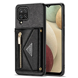 Coque en TPU + PU N.BEKUS avec béquille, porte-carte et dragonne noir pour votre Samsung Galaxy A12