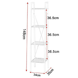 Helloshop26 Étagère sur pied en métal et bois avec 4 étagères blanc 19_0000586