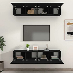 Avis Maison Chic Meubles TV 4 pcs | Banc TV Moderne pour salon | Meuble de Rangement Noir 80x30x30 cm Bois d'ingénierie -MN95786