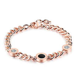 YP Select Attractive ronde romaine numérique pendentif chaîne en acier inoxydable Bracelet en or rose