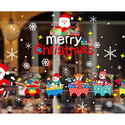 2pcs Ornement de Noël Verre Sticker Verre Fenêtre Scène Scène Autocollant de porte Santa Train Autocollant cadeau