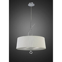 Luminaire Center Suspension Mara 4 Ampoules E27 rond, chrome poli avec Abat jour blanc ivoire