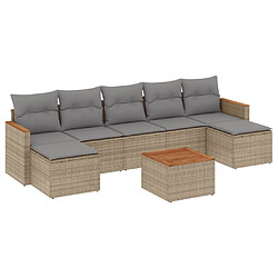 Maison Chic Ensemble à manger d'extérieur 8 pcs avec coussins,Salon de jardin,Mobilier de jardin mélange beige résine tressée -GKD721621