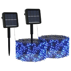 vidaXL Lampes solaires 2 pcs 2x200 LED Bleu Intérieur Extérieur