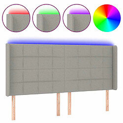 Maison Chic Tête de lit scandinave à LED,meuble de chambre Gris clair 163x16x118/128 cm Tissu -MN24049