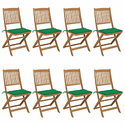 vidaXL Chaises pliables de jardin 8 pcs avec coussins Bois d'acacia