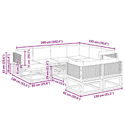 vidaXL Salon de jardin avec coussins 10 pcs bois d'acacia solide pas cher