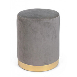 Webmarketpoint Pouf effet velours gris avec bande dorée 35 x 40 h