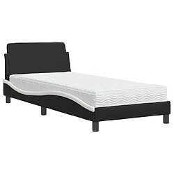 Vidaxl Lit avec matelas noir et blanc 90x190 cm similicuir