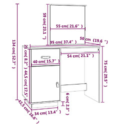 vidaXL Coiffeuse Blanc 95x50x134 cm Bois de pin massif pas cher