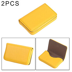 Wewoo Porte-cartes jaune 2 PCS Premium PU cuir avec fermeture magnétique, taille: 10 * 6.5 * 1.7cm