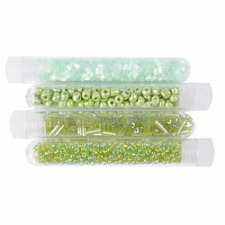 Paris Prix Lot de 4 Tubes pour Bijoux Perles de Rocailles Vert