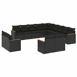 Maison Chic Salon de jardin avec coussins 13 pcs, Ensemble Tables et chaises de jardin, noir résine tressée -GKD737624