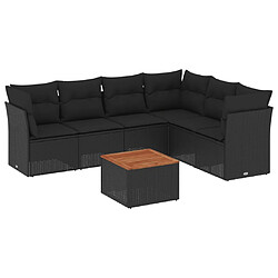 Maison Chic Ensemble Tables et chaises d'extérieur 7pcs avec coussins,Salon de jardin noir résine tressée -GKD810922