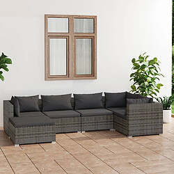 Maison Chic Salon de jardin 6 pcs + coussins - Mobilier/Meubles de jardin - Table et chaises d'extérieur Résine tressée Gris -MN70802