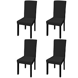 Decoshop26 Housse de chaise droite extensible 4 pcs noir DEC022368