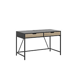 Beliani Bureau noir / effet bois clair avec 2 tiroirs 120 x 60 cm JENA pas cher