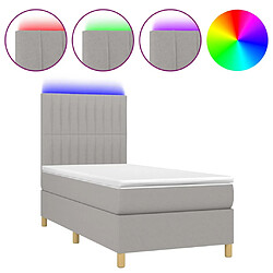 vidaXL Sommier à lattes de lit et matelas et LED Gris clair 80x200 cm