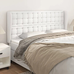 Maison Chic Tête de lit scandinave avec oreilles,meuble de chambre Blanc 203x23x118/128 cm Similicuir -MN96088